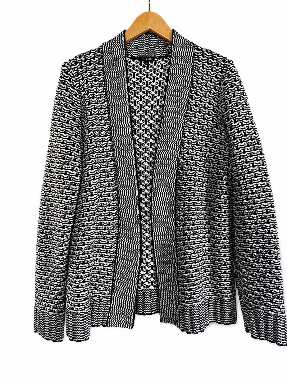 Talbots NWOT Black and White Knit Open Cardigan Size Small cotton/wool blend